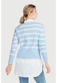 Cellbes - Krótki sweter w paski. Kolor: biały, wielokolorowy, niebieski. Materiał: prążkowany. Długość rękawa: długi rękaw. Długość: krótkie. Wzór: paski