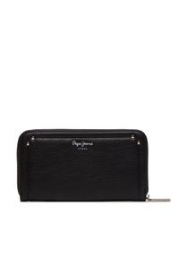 Pepe Jeans Duży Portfel Damski Crisha Wallet PL070244 Czarny. Kolor: czarny. Materiał: materiał