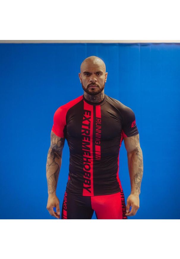 Koszulka biegowa męska z krótkim rękawem EXTREME HOBBY DRAFT. Kolor: czerwony. Materiał: poliester, elastan. Długość rękawa: krótki rękaw. Długość: krótkie. Sport: kolarstwo, bieganie