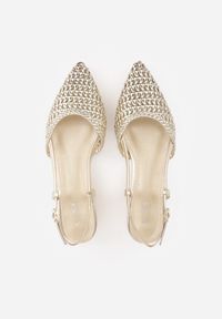 Renee - Złote Sandały z Plecioną Cholewką Triscan. Zapięcie: sprzączka. Kolor: złoty. Sezon: wiosna #8