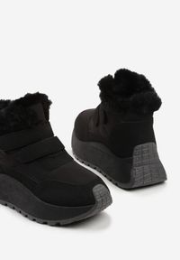 Renee - Czarne Sneakersy Śniegowce Vices z Futerkiem na Platformie Zapinane na Rzep Nelosena. Okazja: na spacer. Zapięcie: rzepy. Kolor: czarny. Materiał: futro. Szerokość cholewki: normalna. Sezon: zima. Obcas: na platformie. Sport: turystyka piesza #5