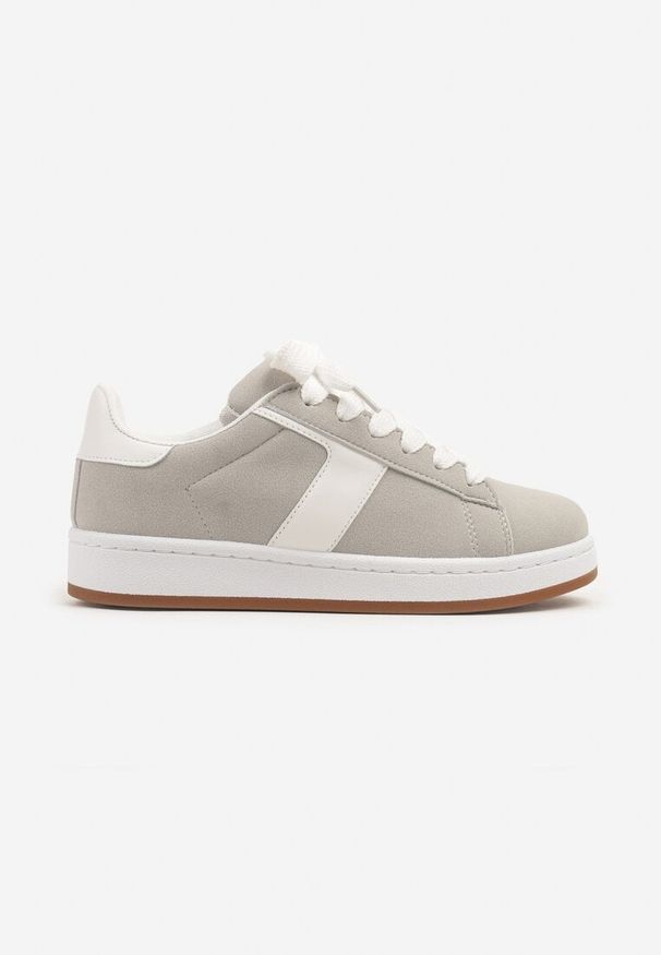 Renee - Szare Sneakersy z Geometrycznym Motywem Taniffia. Okazja: na co dzień, na spacer. Zapięcie: sznurówki. Kolor: szary. Materiał: jeans. Wzór: geometria. Obcas: na płaskiej podeszwie. Sport: turystyka piesza