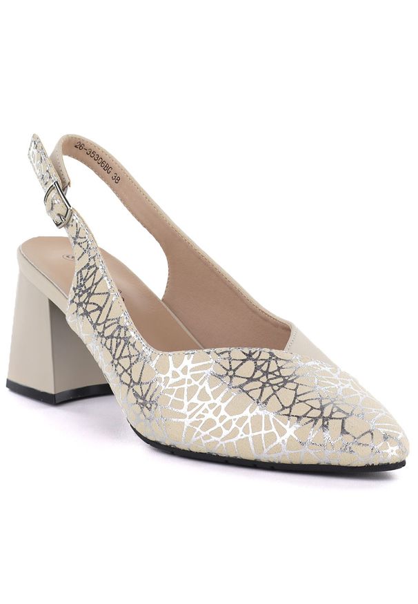 Skórzane czółenka z paskiem beżowe Cambell 35306. Zapięcie: pasek. Kolor: beżowy. Materiał: skóra. Szerokość cholewki: normalna