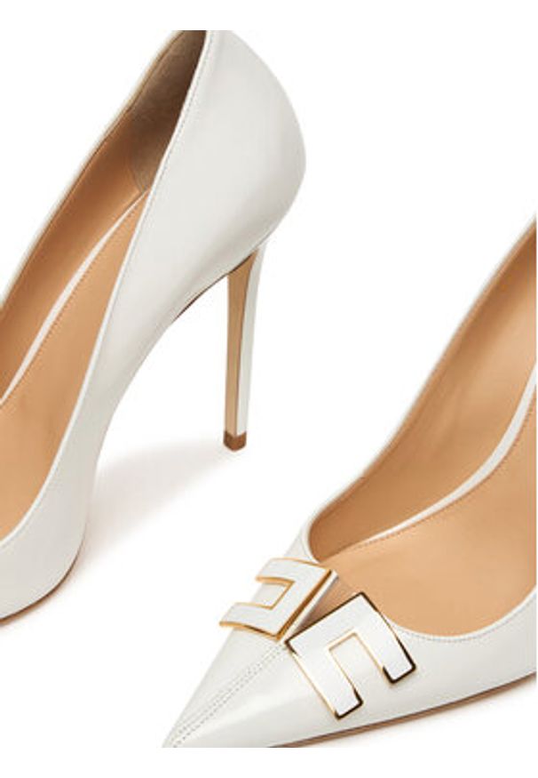 Elisabetta Franchi Szpilki SA14B61E2 Biały. Kolor: biały. Materiał: skóra, lakier. Obcas: na szpilce