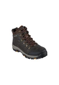 skechers - Buty trekkingowe męskie Skechers Relment Daggett. Wysokość cholewki: za kostkę. Zapięcie: sznurówki. Kolor: brązowy. Materiał: guma, syntetyk, materiał. Szerokość cholewki: normalna. Model: Skechers Sport. Sport: turystyka piesza