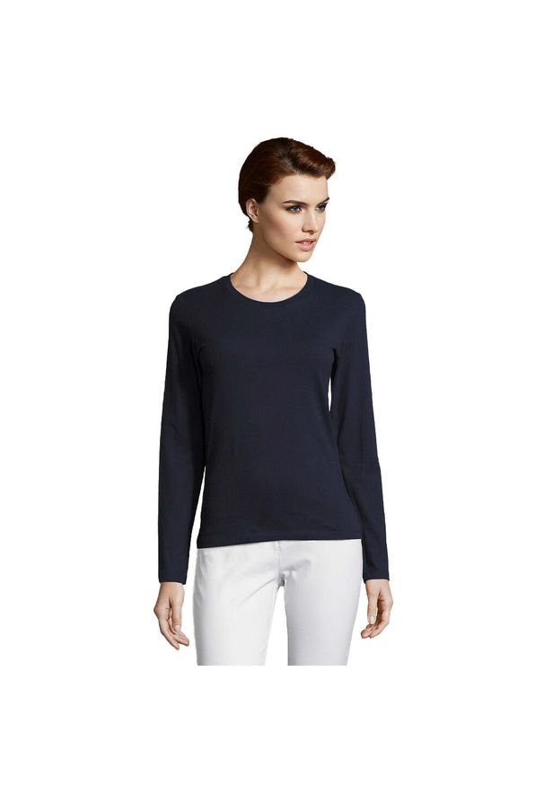 SOL'S - Damska Koszulka Z Długim Rękawem Imperial. Kolor: niebieski. Długość rękawa: długi rękaw. Długość: długie. Sport: turystyka piesza