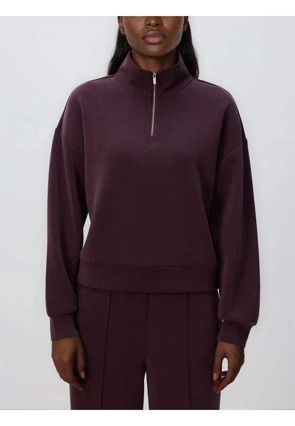 Reserved - Bluza z zamkiem - ciemnofioletowy. Kolor: fioletowy. Materiał: dzianina