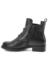 Czarne Botki Vinceza Klasyczne Buty Damskie. Zapięcie: sznurówki. Kolor: czarny. Materiał: jeans, materiał, skóra. Szerokość cholewki: normalna. Obcas: na obcasie. Styl: klasyczny. Wysokość obcasa: niski