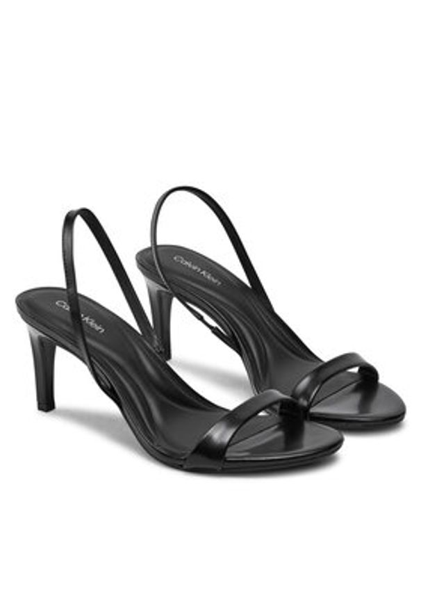 Calvin Klein Sandały Heel D'Orsay Sandal 70 - Brush L HW0HW02265 Czarny. Kolor: czarny. Materiał: skóra