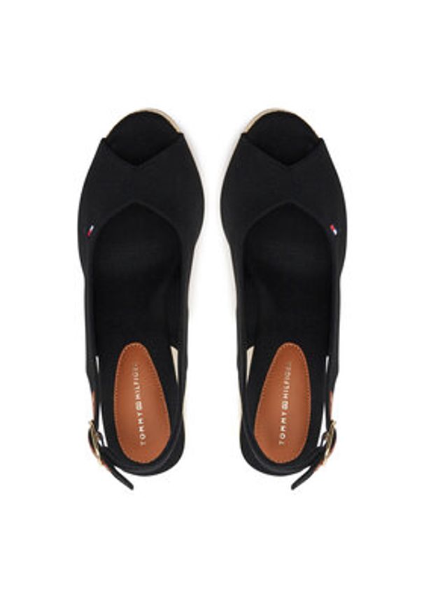 TOMMY HILFIGER - Tommy Hilfiger Espadryle Flag High Wedge Espad Slingback FW0FW08597 Czarny. Kolor: czarny. Materiał: materiał
