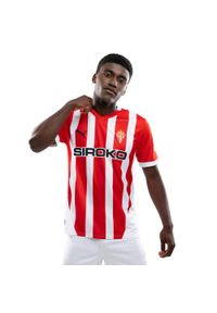 Oficjalna koszulka piłkarska Puma dla dorosłych Real Sporting de Gijón Footba. Kolor: czerwony. Wzór: kolorowy, paski. Sport: piłka nożna