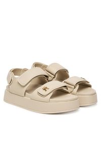 TOMMY HILFIGER - Tommy Hilfiger Sandały Leather Sporty Platform Sandal FW0FW09119 Beżowy. Kolor: beżowy. Materiał: skóra. Obcas: na platformie. Styl: sportowy #4