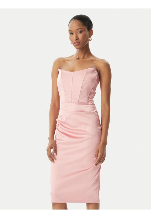 Rinascimento Sukienka koktajlowa CFC0123676003 Różowy Regular Fit. Kolor: różowy. Materiał: syntetyk. Styl: wizytowy