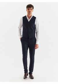Pako Lorente - PAKO LORENTE – Granatowa kamizelka garniturowa w kratę Windowpane. Kolor: niebieski. Materiał: poliester, elastan, wiskoza #6