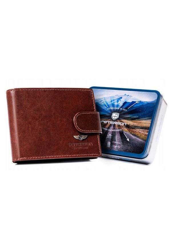 Portfel skórzany Peterson [DH] PTN 22301L-VT brązowy. Kolor: brązowy. Materiał: skóra. Wzór: gładki