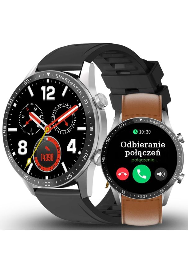 Gravity - Zegarek męski SMARTWATCH GRAVITY GT10-8 SR/BK/BR LEATHER PROF. Rodzaj zegarka: smartwatch