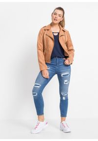 Dżinsy 7/8 Super Skinny "destroyed", z bawełny organicznej bonprix niebieski denim. Kolor: niebieski. Długość: krótkie. Styl: elegancki #3