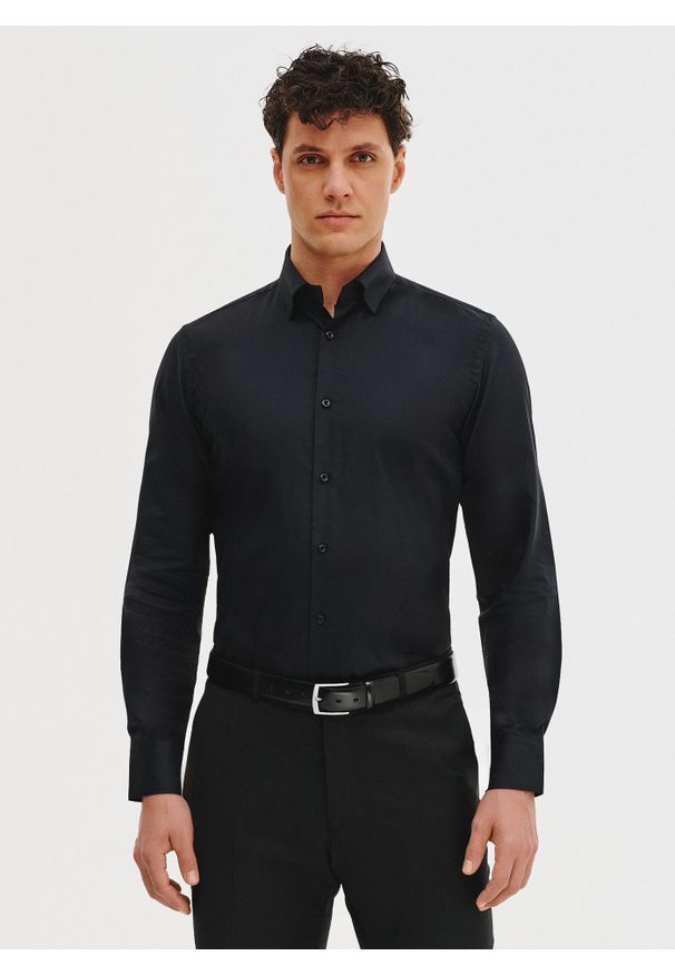 Pako Lorente - PAKO LORENTE – Czarna koszula bawełniana. Kolor: czarny. Materiał: bawełna. Długość rękawa: długi rękaw. Długość: długie. Sezon: wiosna, lato
