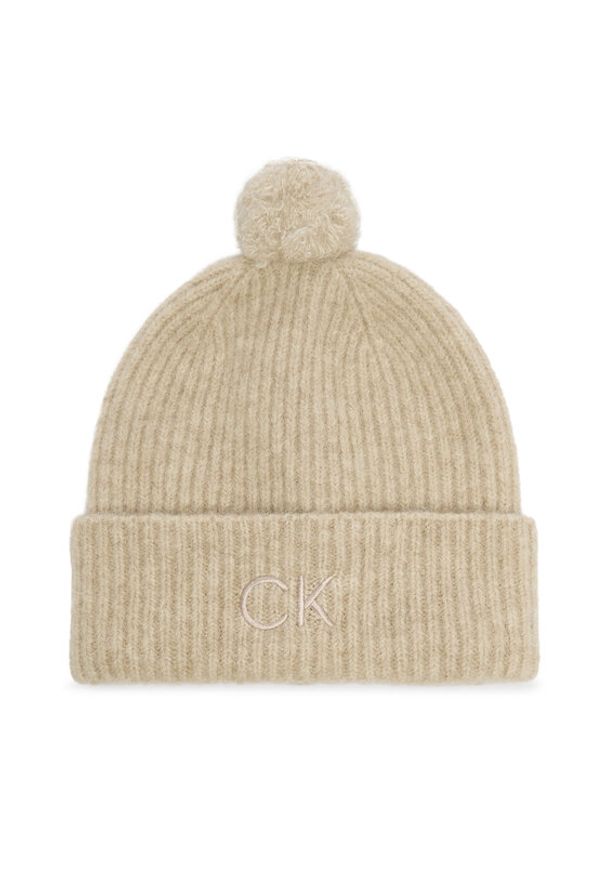 Calvin Klein Czapka Embroidery Airy K60K612586 Beżowy. Kolor: beżowy. Materiał: wełna