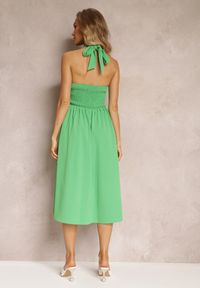 Renee - Zielona Rozkloszowana Sukienka Midi z Wiązaniem na Szyi Phinadi. Kolor: zielony. Materiał: tkanina. Sezon: lato. Długość: midi #4