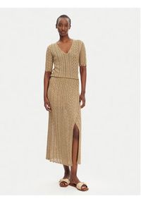 TwinSet - TWINSET Spódnica midi 251TT3192 Beżowy Slim Fit. Kolor: beżowy. Materiał: wiskoza #3