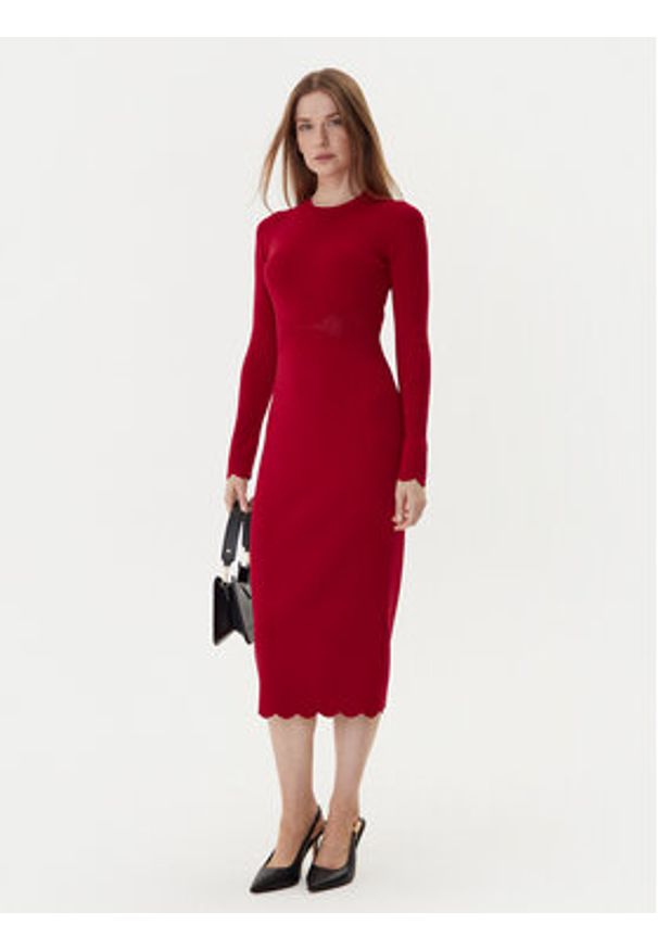 TwinSet - TWINSET Sukienka dzianinowa 252TP3040 Czerwony Slim Fit. Kolor: czerwony. Materiał: wiskoza, syntetyk