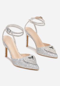 Born2be - Srebrne Sandały na Szpilce z Cekinami Bernena. Nosek buta: szpiczasty. Zapięcie: pasek. Kolor: srebrny. Obcas: na szpilce. Styl: elegancki #5
