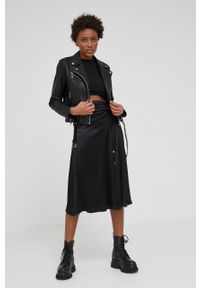 Answear Lab spódnica kolor czarny midi rozkloszowana. Kolor: czarny. Materiał: tkanina. Styl: wakacyjny #4