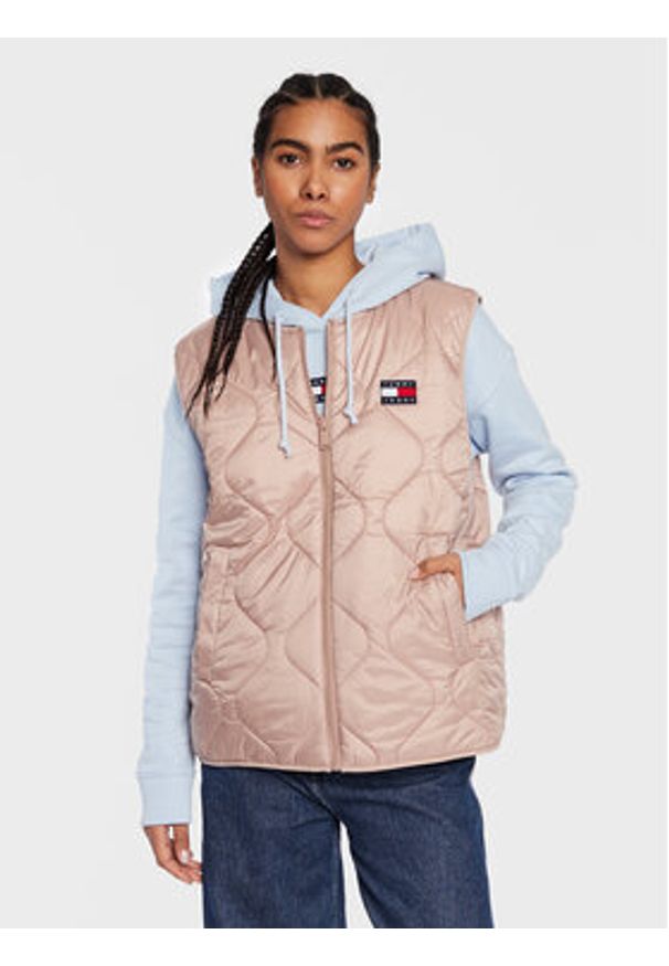 Tommy Jeans Bezrękawnik Reversible DW0DW14934 Écru Relaxed Fit. Materiał: syntetyk. Długość rękawa: bez rękawów