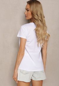 Renee - Biały T-shirt z Bawełny Ozdobiony Nadrukiem Tiimarie. Okazja: na co dzień. Kolor: biały. Materiał: bawełna. Wzór: nadruk, aplikacja. Styl: klasyczny, casual, elegancki