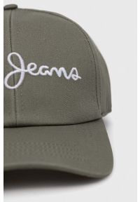 Pepe Jeans czapka z daszkiem bawełniana Wally kolor zielony z aplikacją. Kolor: zielony. Materiał: bawełna. Wzór: aplikacja #3