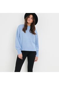 Sinsay - Sweter z wełną - Niebieski. Kolor: niebieski. Materiał: wełna