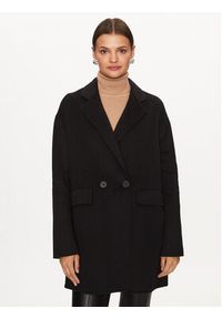 TwinSet - TWINSET Płaszcz wełniany 232TP2011 Czarny Regular Fit. Kolor: czarny. Materiał: syntetyk #5