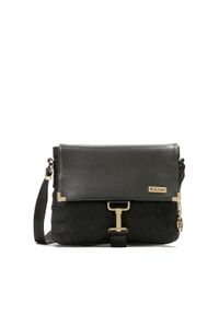 Kazar - Uniwersalna czarna listonoszka w haftowany wzór. Kolor: czarny. Wzór: haft. Dodatki: z haftem. Materiał: skórzane. Styl: casual #1