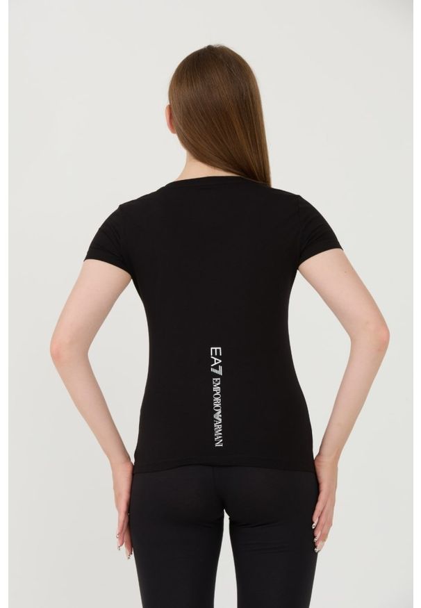 EA7 Emporio Armani - EA7 Czarny damski t-shirt, Rozmiar L. Kolor: czarny