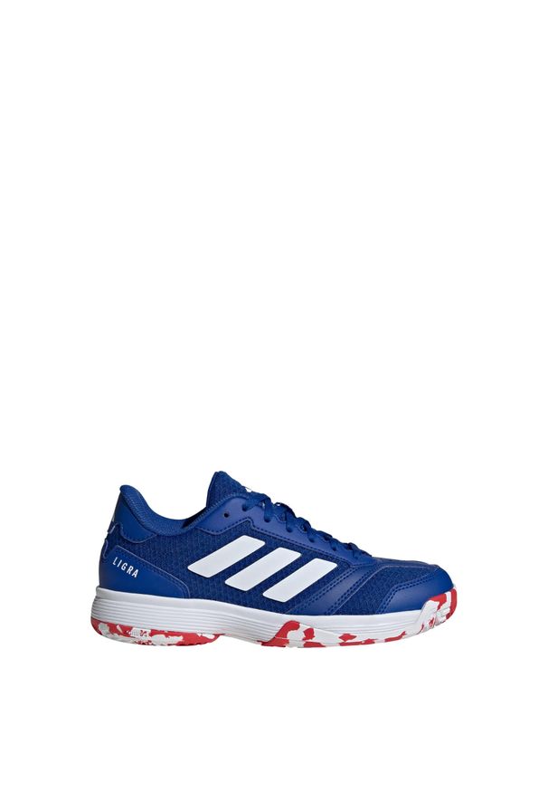 Adidas - Buty Ligra 8 Kids IN. Kolor: biały, czerwony, wielokolorowy, niebieski. Materiał: materiał