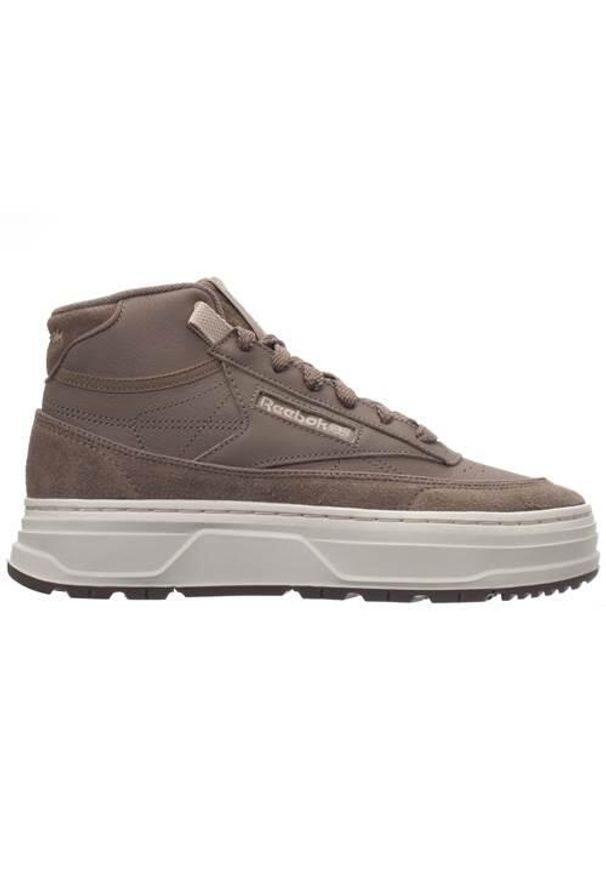 Buty do chodzenia damskie Reebok Club C Geo Mid. Zapięcie: sznurówki. Kolor: brązowy. Materiał: guma, skóra, tkanina. Szerokość cholewki: normalna. Model: Reebok Club. Sport: turystyka piesza