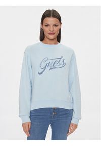 Guess Bluza W4RQ14 KB681 Błękitny Regular Fit. Kolor: niebieski. Materiał: bawełna