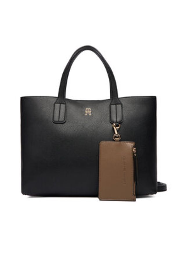 TOMMY HILFIGER - Tommy Hilfiger Torebka Th Icon Mini Tote AW0AW18233 Czarny. Kolor: czarny. Materiał: skórzane