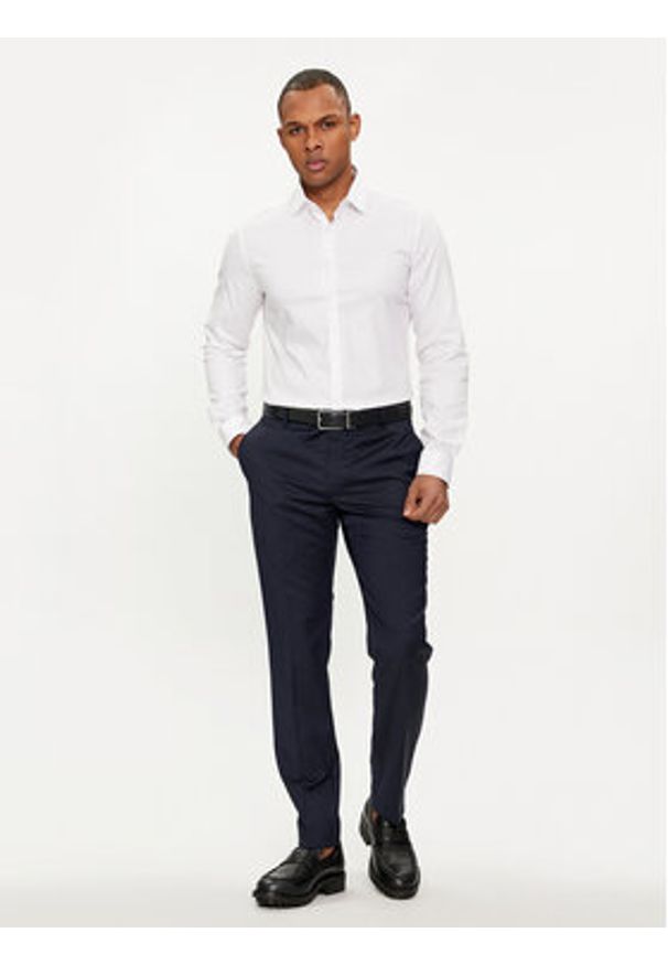 Calvin Klein Koszula Micro Dot K10K112884 Biały Slim Fit. Kolor: biały. Materiał: bawełna