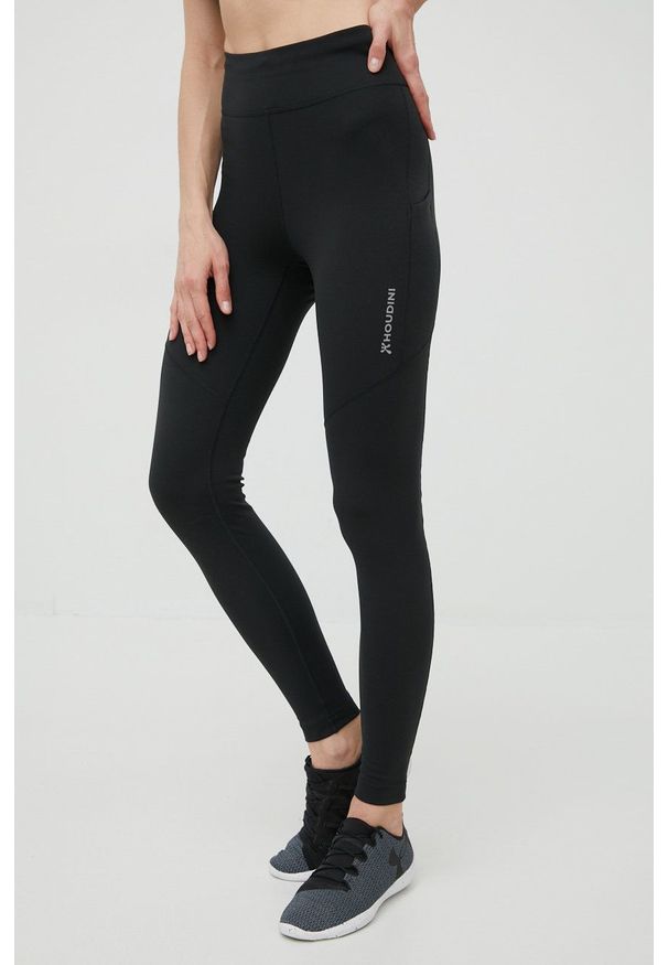 Houdini legginsy sportowe Adventure damskie kolor czarny gładkie. Kolor: czarny. Materiał: skóra, dzianina, materiał. Wzór: gładki. Styl: sportowy