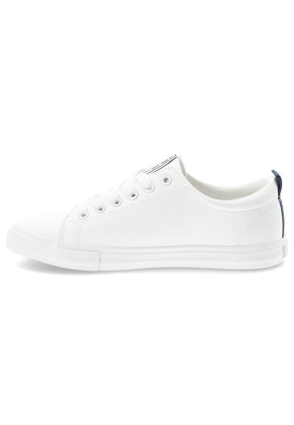 Big-Star - Trampki unisex Big Star, na płaskiej podeszwie niskie z okrągłym noskiem i sznurowane, biało-niebieskie, SS274604. Okazja: na co dzień. Nosek buta: okrągły. Kolor: biały. Materiał: guma, jeans, syntetyk, materiał. Szerokość cholewki: normalna. Sezon: lato. Obcas: na płaskiej podeszwie. Styl: casual