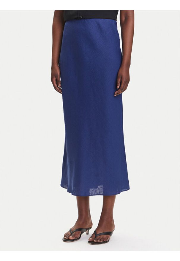 Marella Spódnica midi Desio 2515101032 Niebieski Regular Fit. Kolor: niebieski. Materiał: len