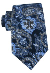 Męski Krawat - Chattier - Odcienie Granatu i Niebieskiego. Kolor: niebieski. Materiał: tkanina. Styl: elegancki, klasyczny, wizytowy #1