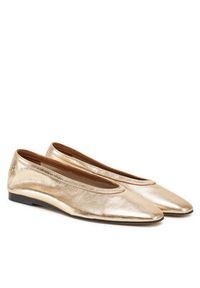 TOMMY HILFIGER - Tommy Hilfiger Baleriny Soft Metal Lthr Ballerina No Bow FW0FW08601 Złoty. Kolor: złoty. Materiał: skóra #3