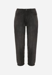 Born2be - Szare Jeansy o Kroju Mom Fit z Wysokim Stanem Ralerra. Okazja: na co dzień. Stan: podwyższony. Kolor: szary. Wzór: gładki. Styl: casual, elegancki #3