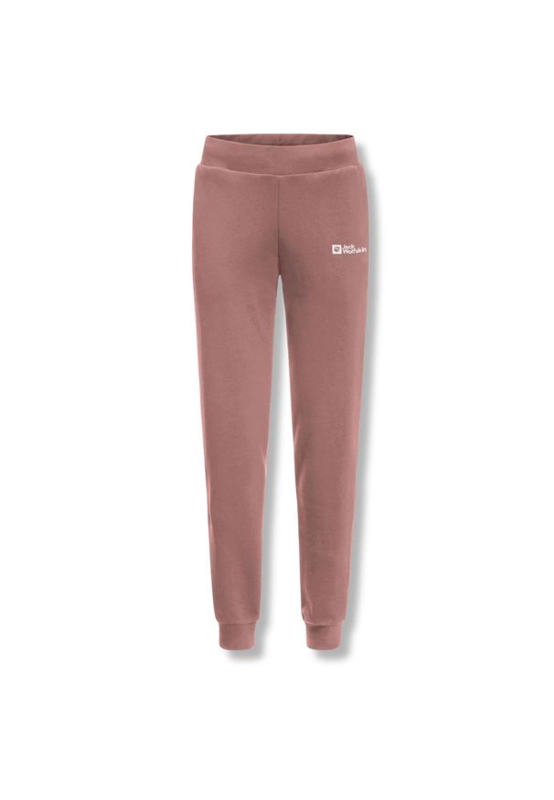 Spodnie turystyczne damskie Jack Wolfskin Essential dresowe. Kolor: różowy. Materiał: bawełna, elastan
