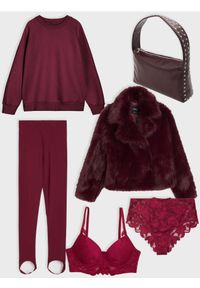 Sinsay - Bluza crewneck - bordowy. Kolor: czerwony #1