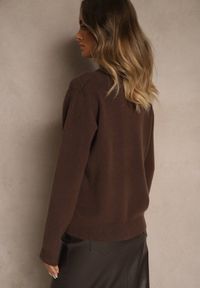 Renee - Brązowy Casualowy Sweter z Wełną i Wiskozą Lussare. Okazja: na co dzień. Kolor: brązowy. Materiał: wełna, wiskoza. Styl: casual #5