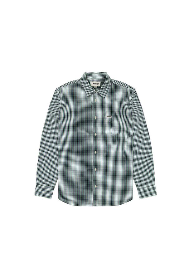 Wrangler - WRANGLER LS 1 PKT SHIRT MĘSKA KOSZULA W KRATĘ GREEN NAVY 112350479 W5A9017096